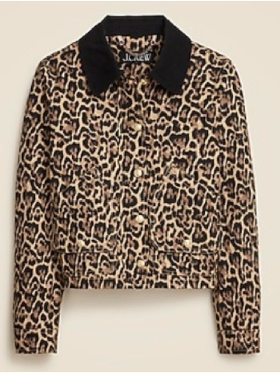 J. Crew Jackets & Blazers - J. Crew Leopard Print Barn Jacket with Black Collar